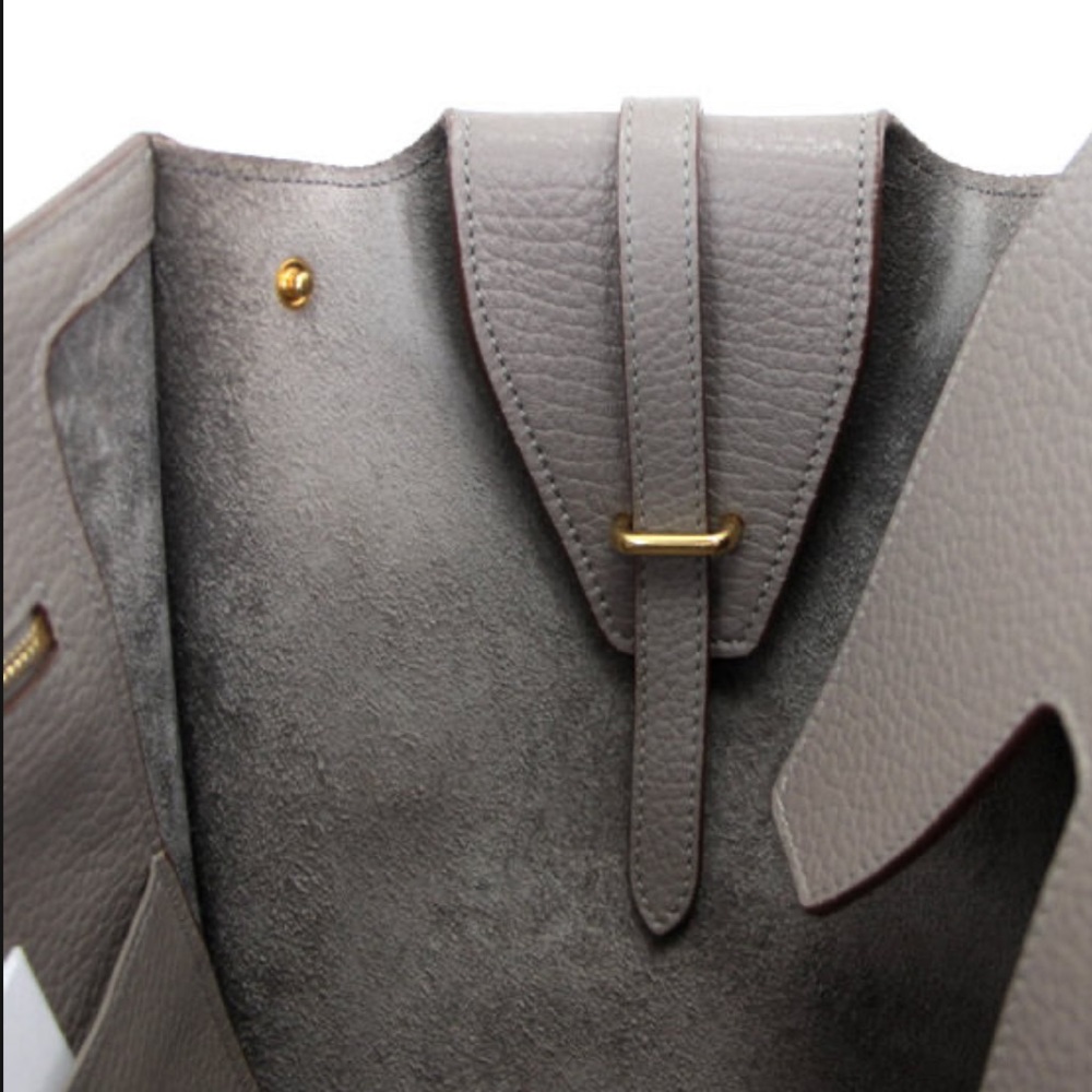 CELINE 
Tie Tote Bag Leather Gray Handbag - Picture 5 of 9
